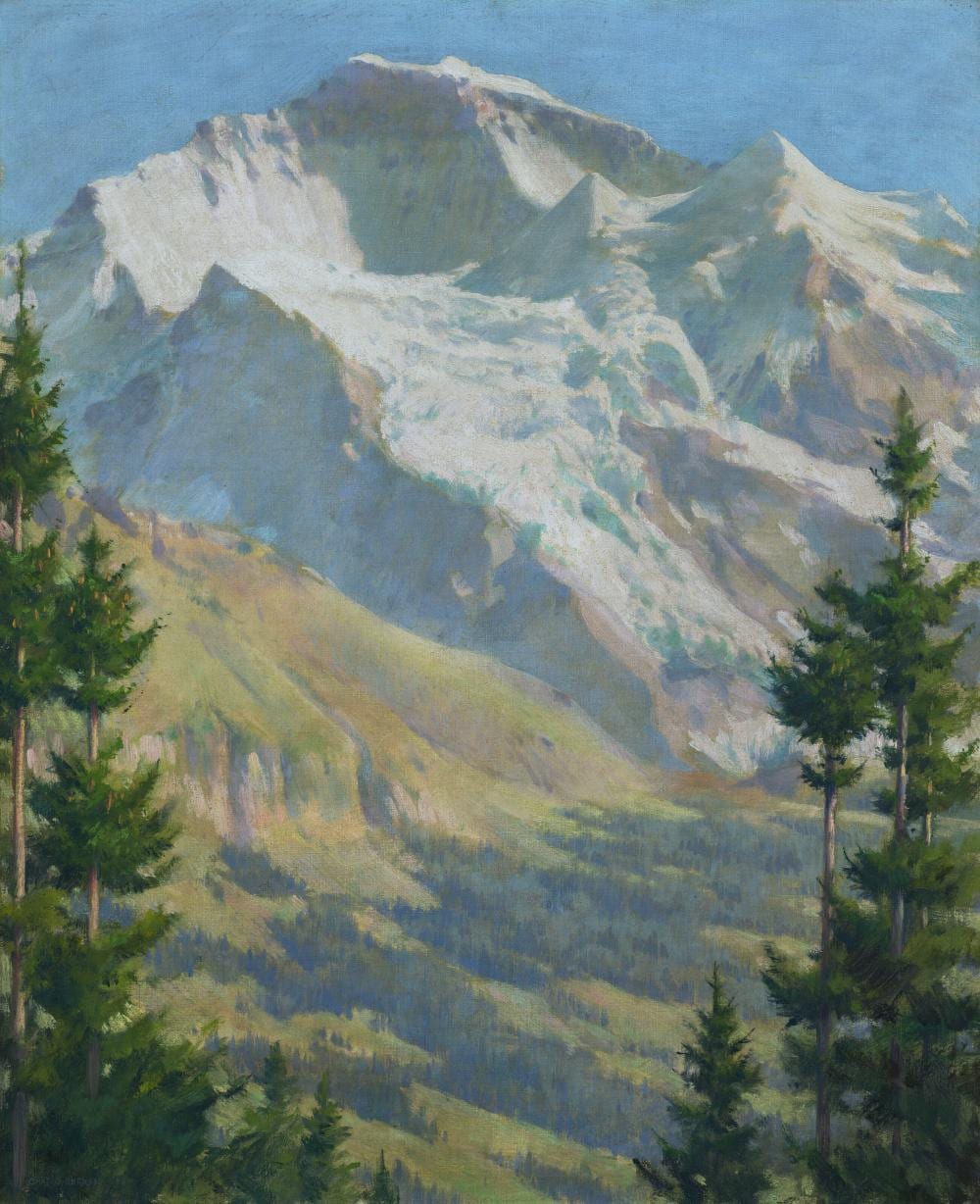 Charles Courtney Curran comparable auction result: charles courtney curran 1861 1942 the jungfrau afternoon sunlight oil