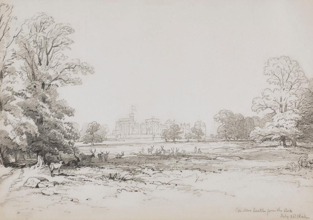John Frederick Kensett comparable auction result: john frederick kensett 1816 1872 windsor castle from the park pencil on