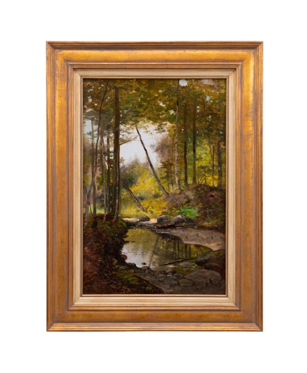 Scott Leighton comparable auction result: scott leighton creek forest landscape oil