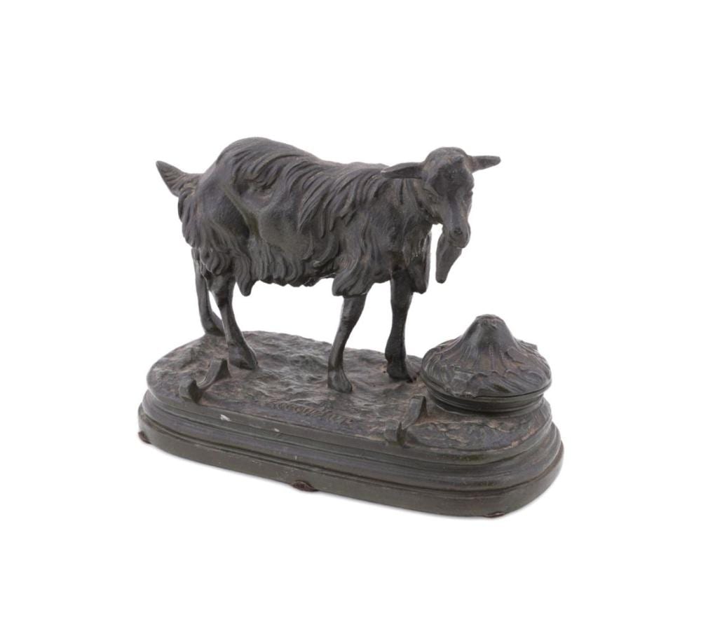 Prosper Lecourtier comparable auction result: prosper lecourtier patinated goat inkwell