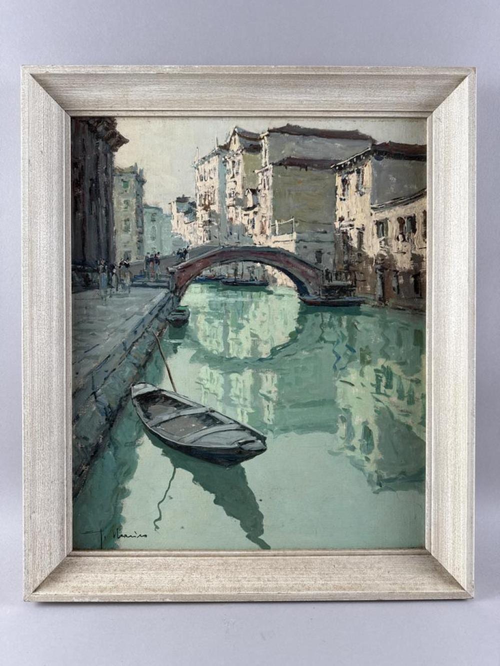 Giuseppe (1916) Marino comparable auction result: giuseppe marino italy 1916 1975 venetian canal oil on canvas board 19 x 15 framed 22 x 18