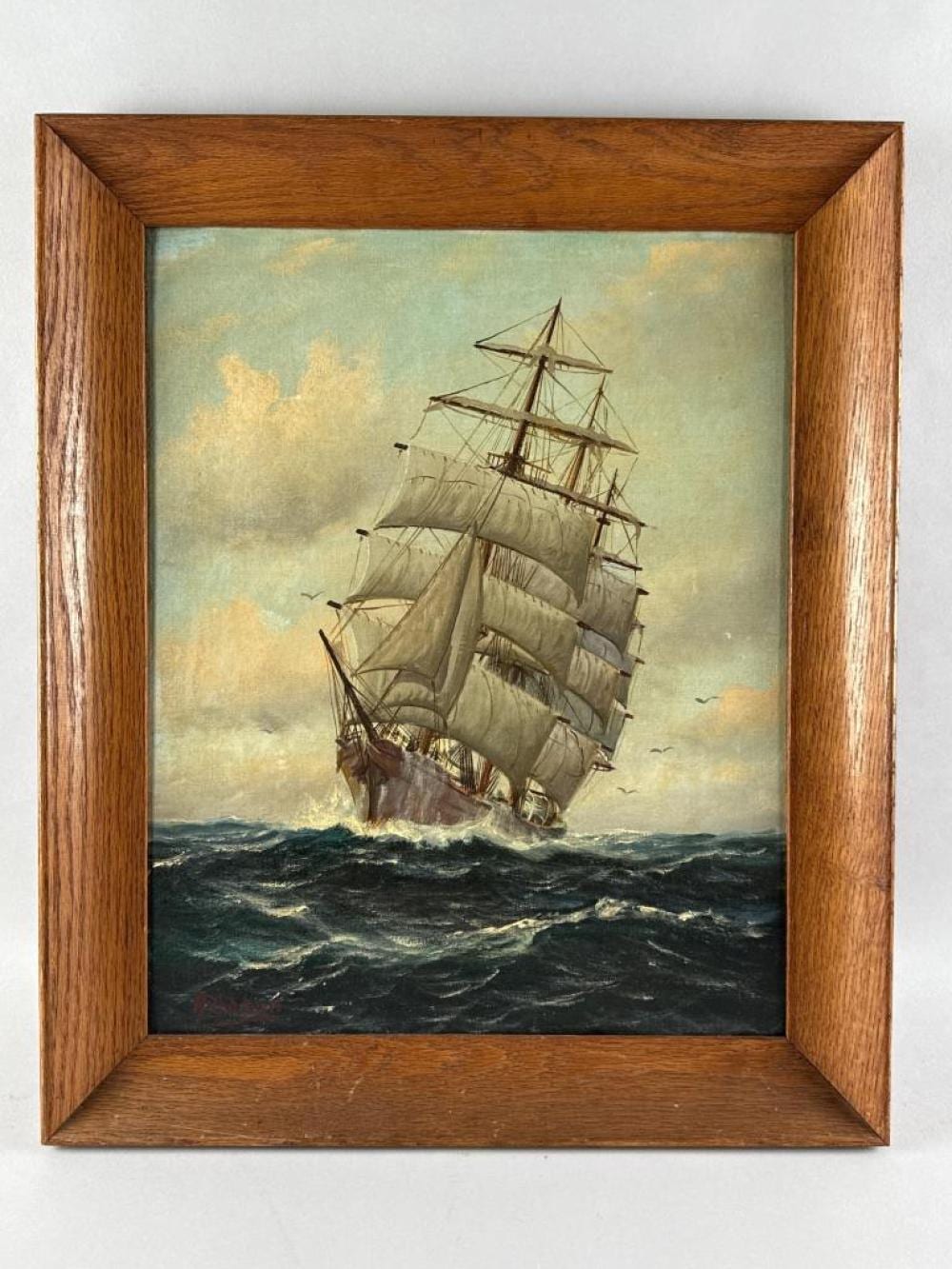 Alfred Gabali comparable auction result: alfred gabali massachusetts germany 1886 1963 ship at sea oil on canvas board 20 x 16 framed 25 x 20