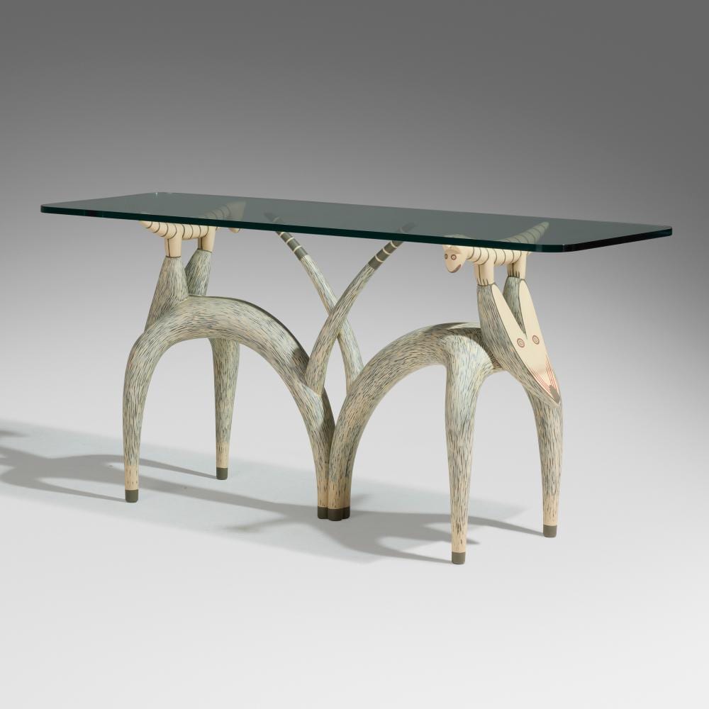 Judy Kensley McKie comparable auction result: judy kensley mckie fox and lizard console table