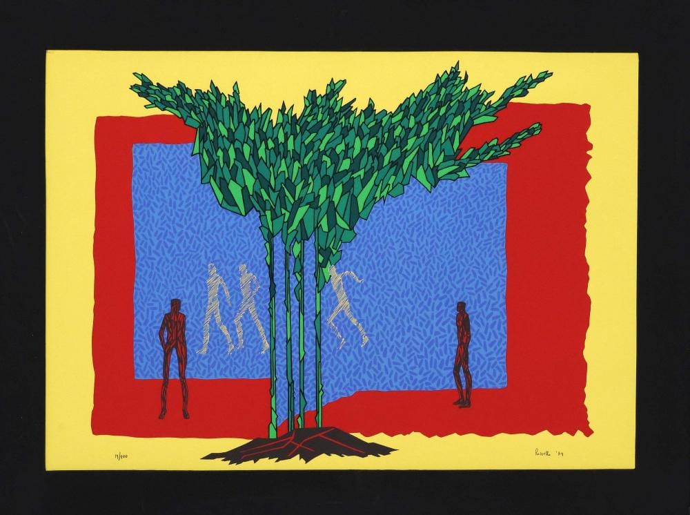 Mario Rossello comparable auction result: mario rossello italian d 2000 serigraph abstract figures tree