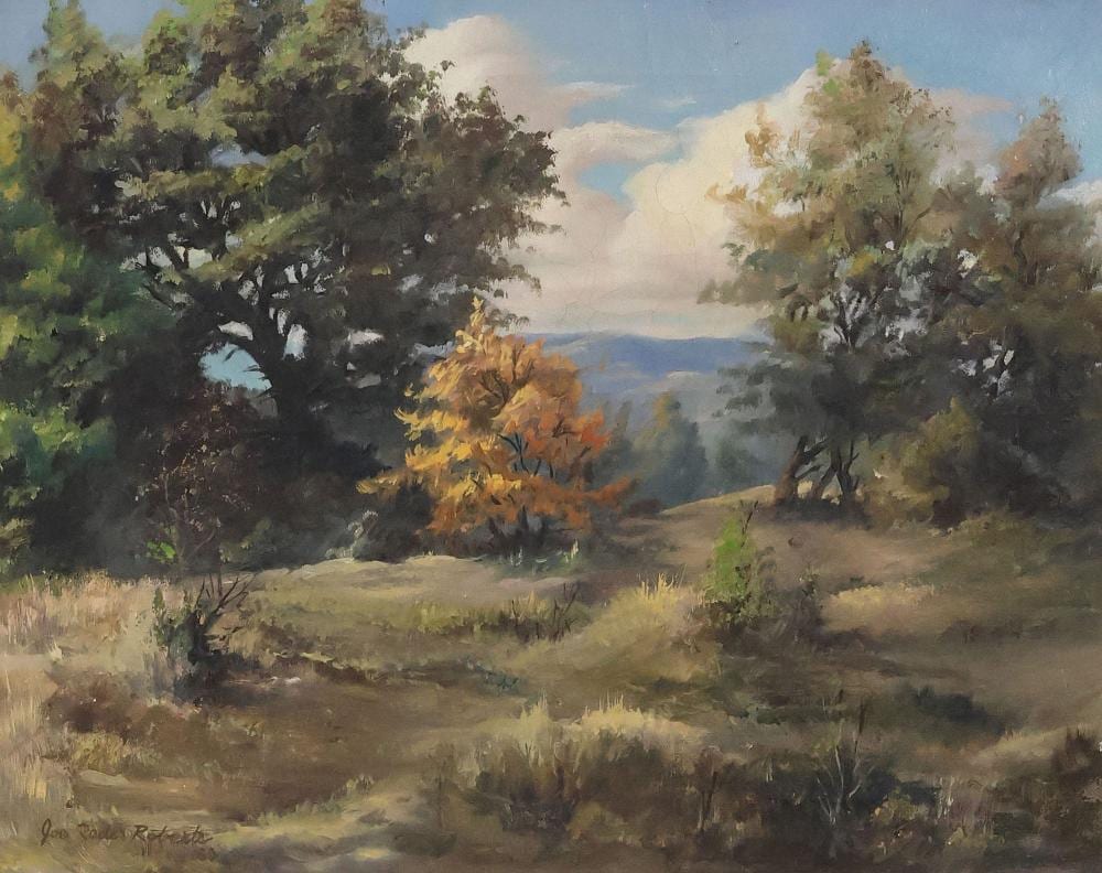 Joe Rader Roberts comparable auction result: joe rader roberts texas d 1982 hill country landscape painting