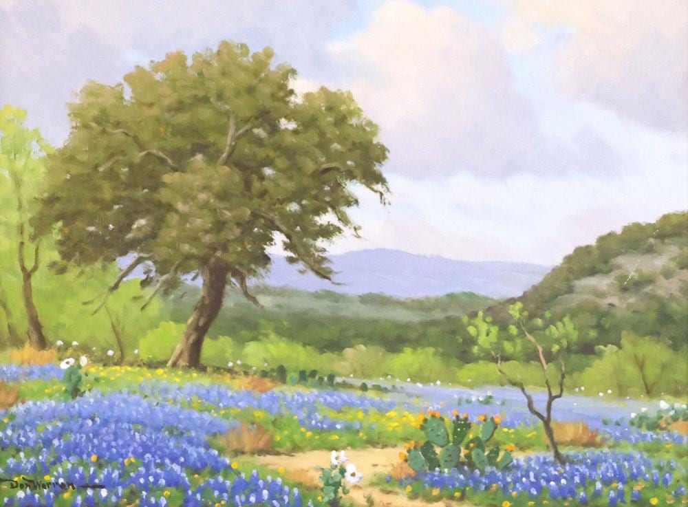 Don Warren comparable auction result: don warren texas 1935 2006 bluebonnets landscape painting 12 x 16