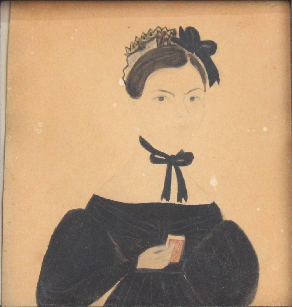 Jane Anthony Davis comparable auction result: jane anthony davis portrait of a lady wearing a bonnet watercolor on paper