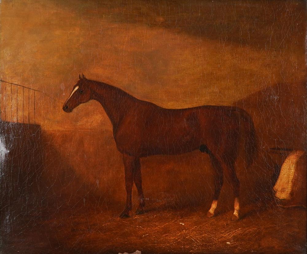 Henry Calvert comparable auction result: henry calvert attr original oil on canvas racehorse cadwell signed