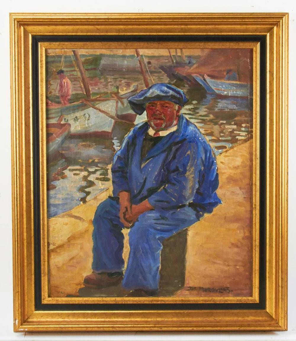 Joseph Margulies comparable auction result: joseph margulies breton man dockside oil on canvas