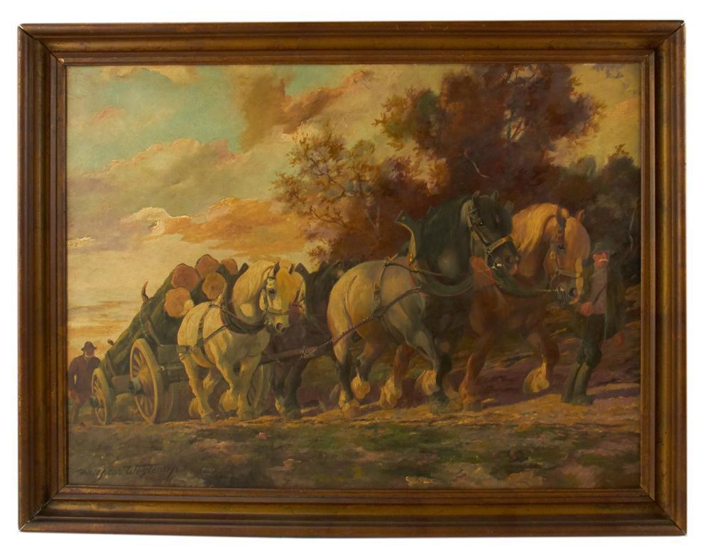 Wilhelm Westerop comparable auction result: wilhelm westerop horses pulling wagon oil on canvas