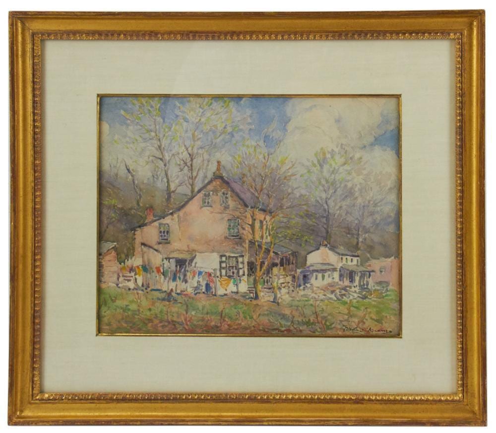 Nicola D'Ascenzo comparable auction result: nicola d ascenzo home scene watercolor