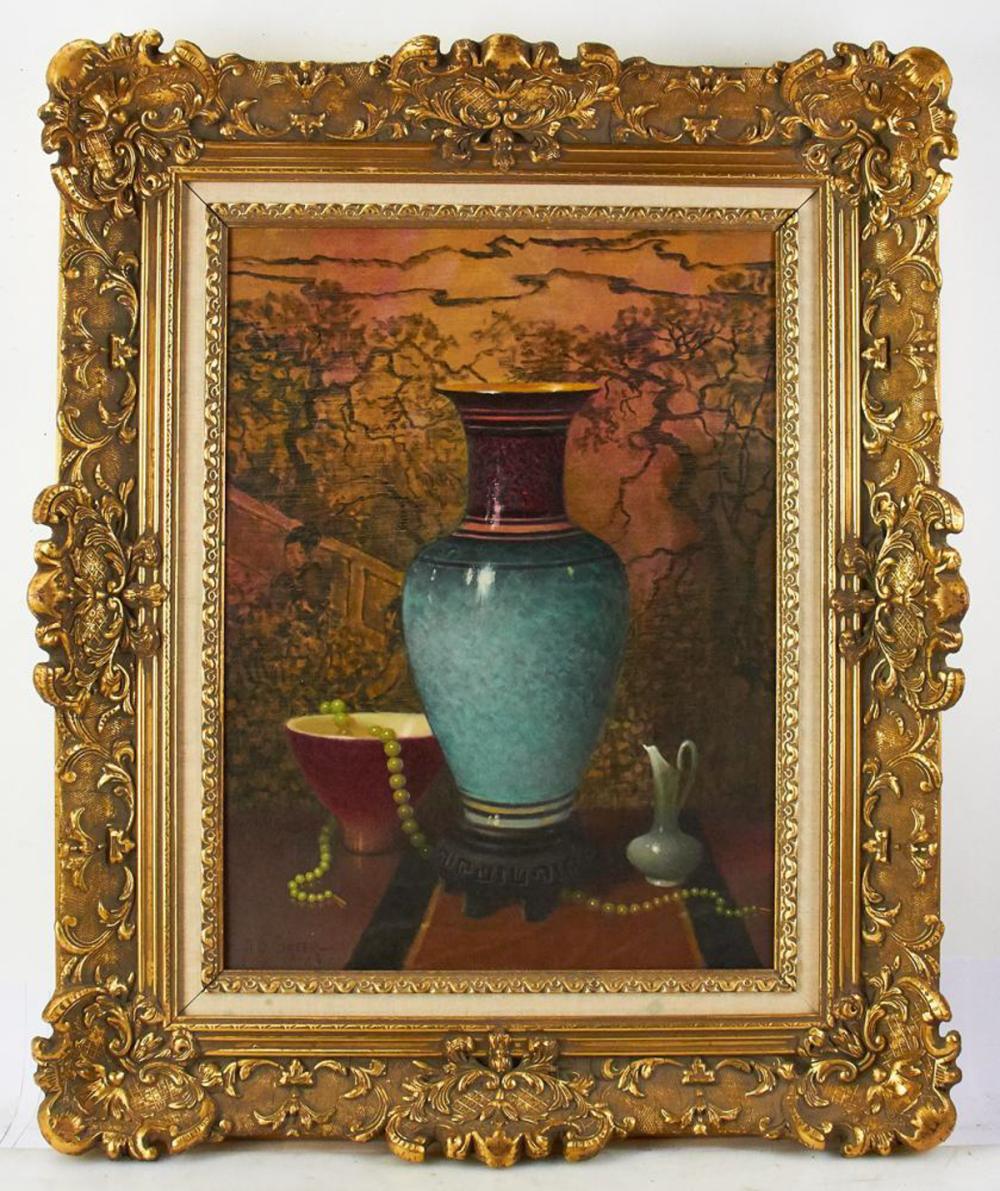 A D Greer comparable auction result: aubrey dale greer still life with vase jade strand