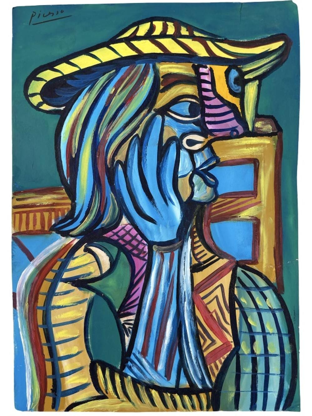 (AFTER) PABLO PICASSO OIL ON PAPER PAINTING sold by R & R Auction INC, lot 5669 — auction record photograph