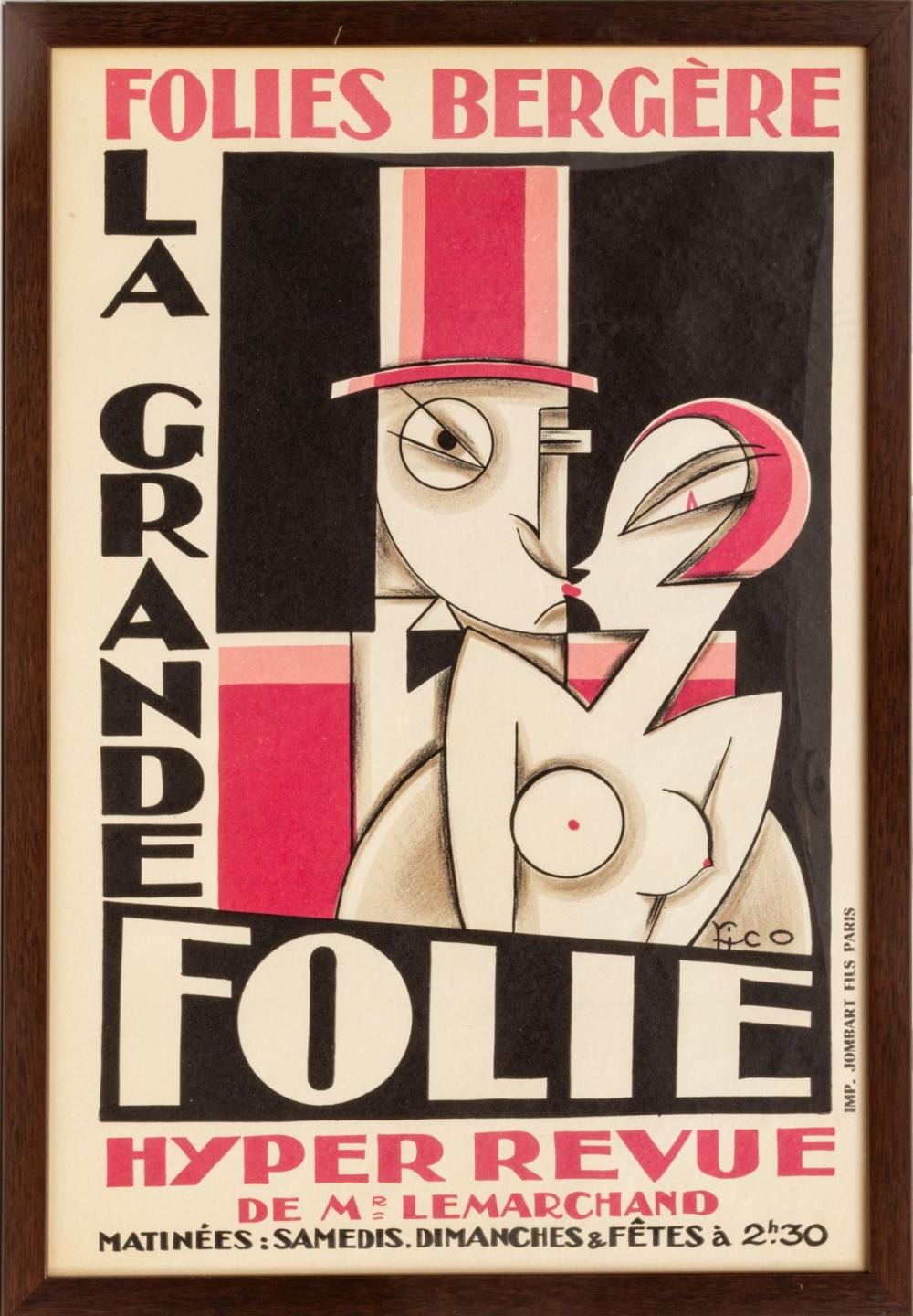 Mauritz Frederik Hendrik DeHaas comparable auction result: maurice pico picaud french 1900 1977 offset lithographic poster ca 1927 le grande folie hyper revue h 21 w 13