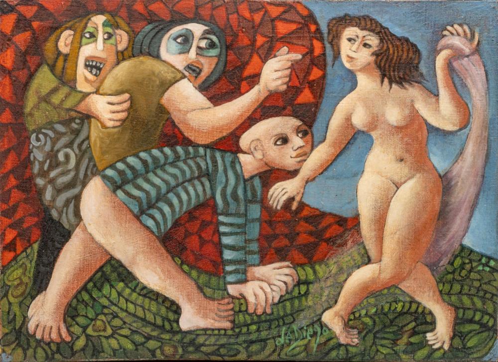 julio de diego spanish american 1900 1979 oil canvas mounted to board suzanna and the juveniles h 10 w 14 frame size h 11 5 w 15 5 · DuMouchelles · 2026-01-23 Julio De Diego comparable auction result: julio de diego spanish american 1900 1979 oil canvas mounted to board suzanna and the juveniles h 10 w 14 frame size h 11 5 w 15 5