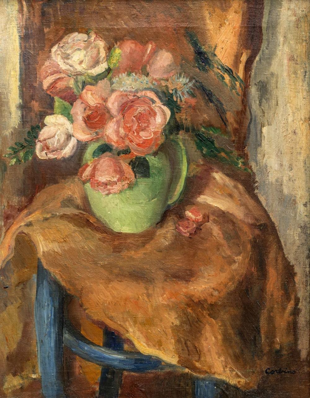 Jon Corbino comparable auction result: jon corbino american 1905 1964 oil canvas still life flowers h 20 25 w 16 frame size h 27 75 w 23 5