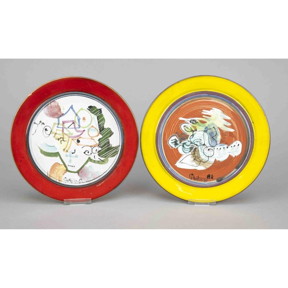Georg Kars comparable auction result: two artist plates ceramic design by g