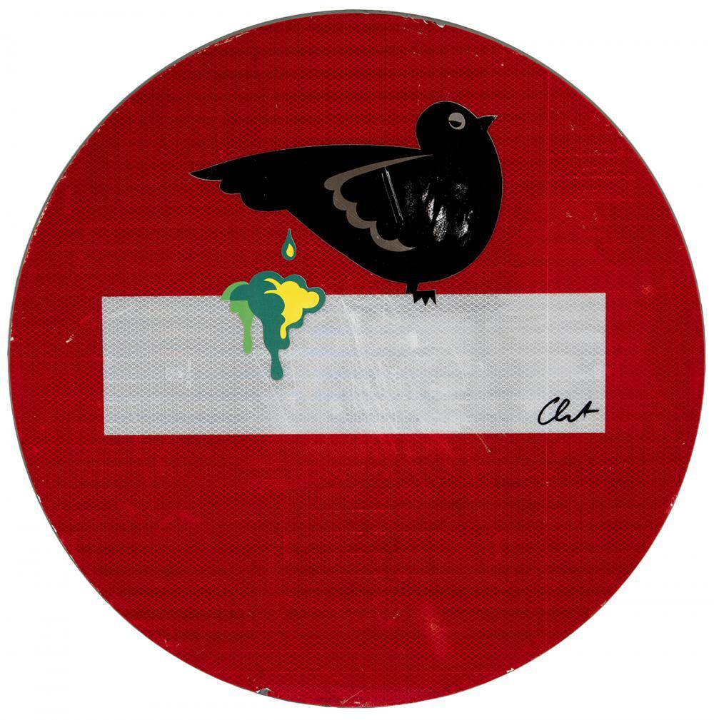 Clet Abraham comparable auction result: clet abraham france 1966 untitled intervened traffic sign signed with ajuntament de barcelona stamps on the back