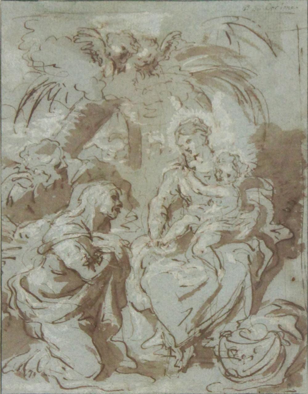 Luigi Garzi comparable auction result: luigi garzi 1638 1721 holy family with saint anne pen and brown ink on blue paper