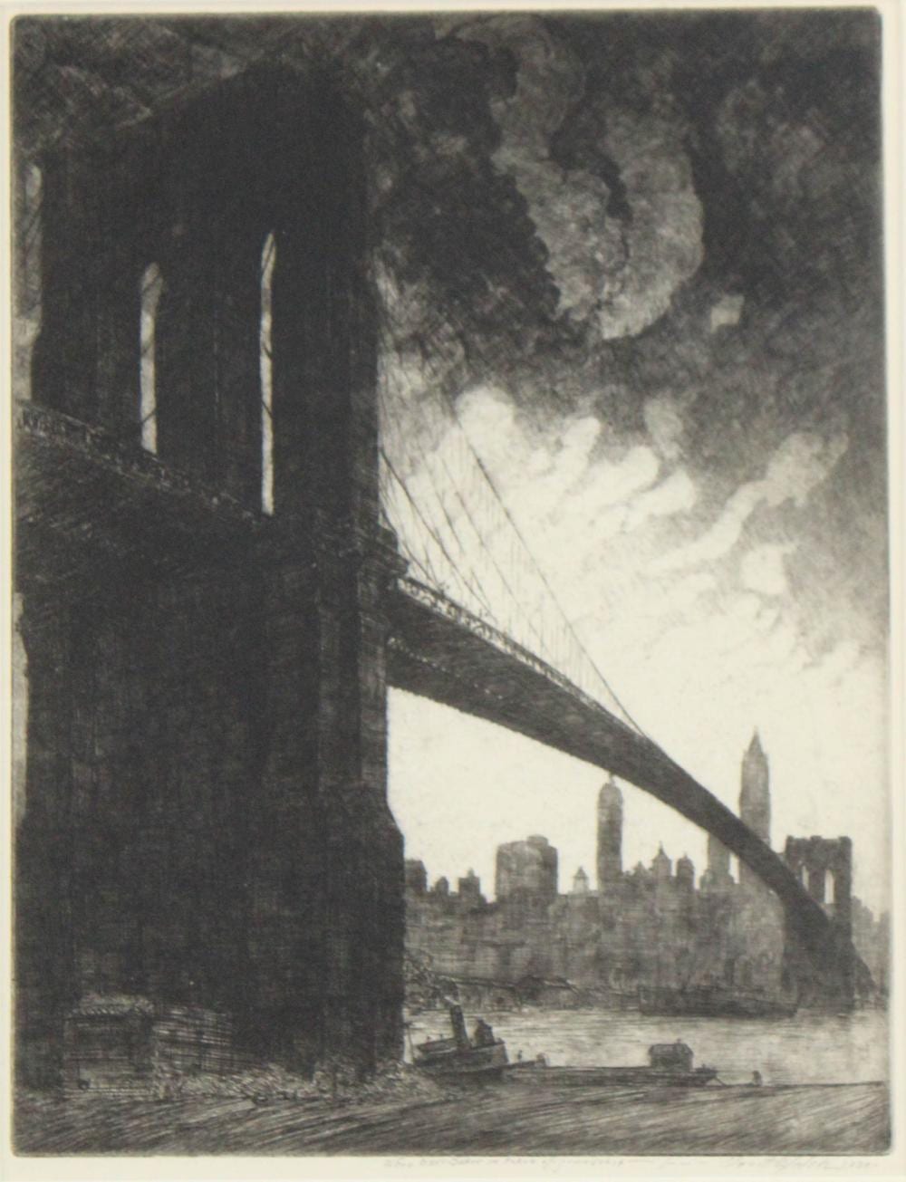 devitt welsh 1888 1942 the brooklyn bridge etching · Nye & Company · 2026-01-22 Devitt Welsh comparable auction result: devitt welsh 1888 1942 the brooklyn bridge etching