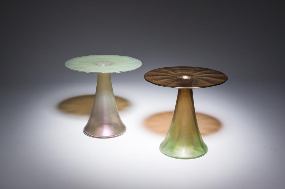 Koloman Moser comparable auction result: koloman moser 1868 1918 follower of a pair of vulkan iridescent glass vases 20th c