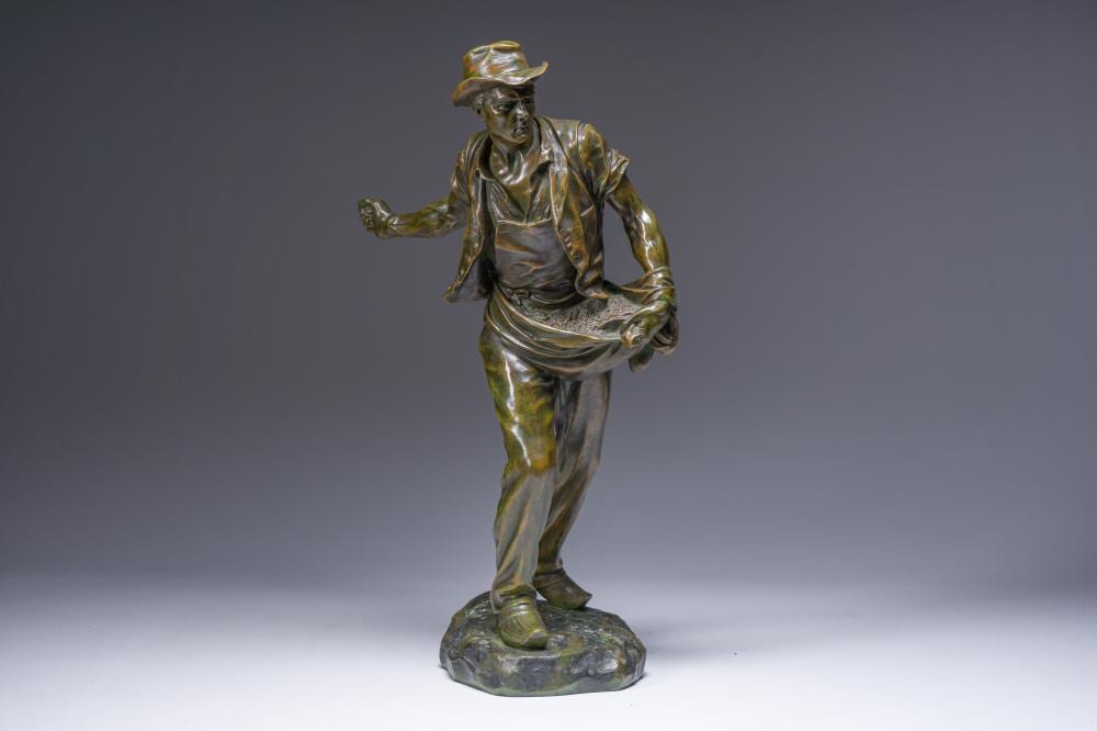 henri d sir gauqui 1858 1927 the sower brown green patinated bronze · Coronari Auctions · 2026-01-24 Henri Désiré Gauquié comparable auction result: henri d sir gauqui 1858 1927 the sower brown green patinated bronze