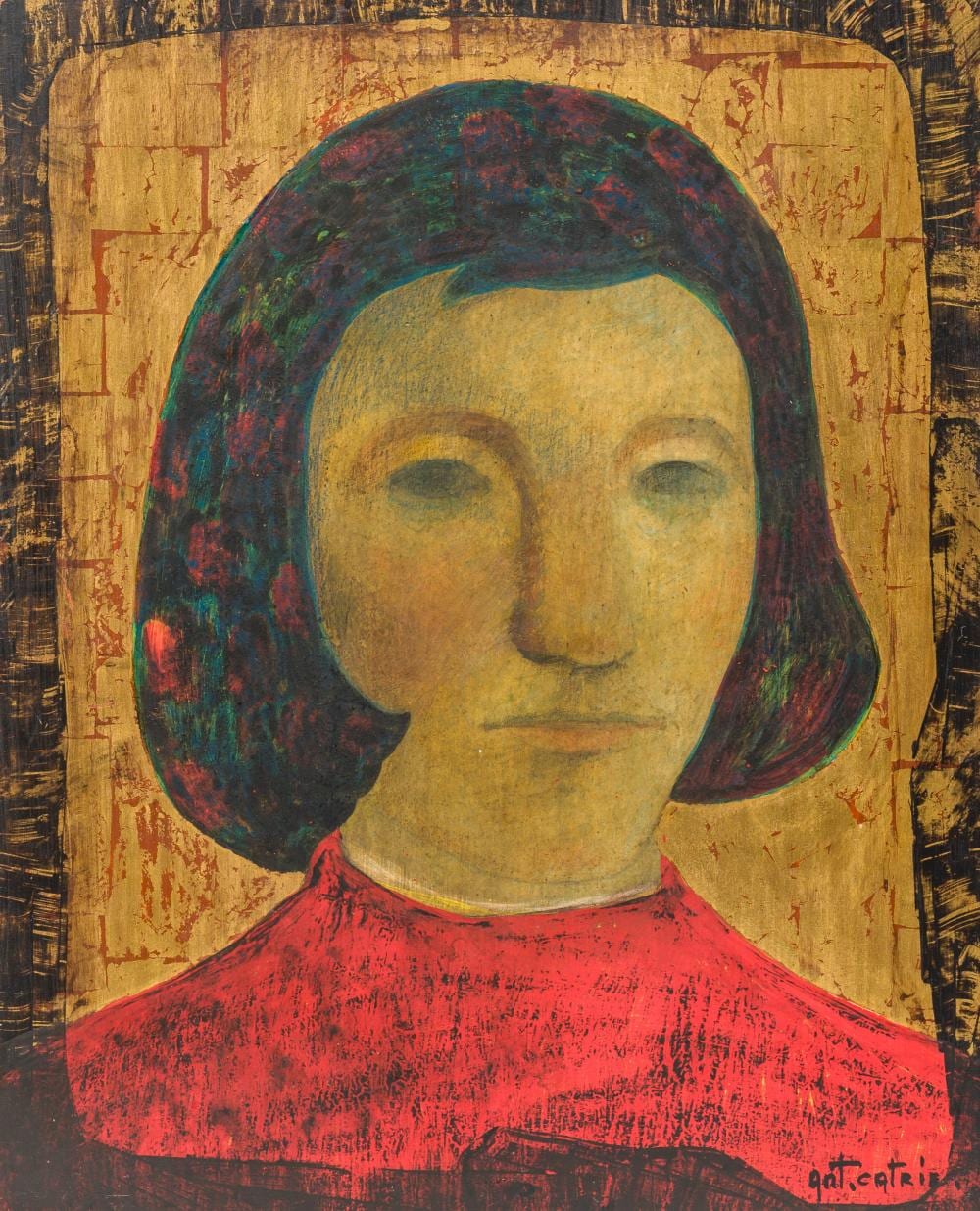 Antoon Catrie comparable auction result: antoon catrie 1924 1977 portrait of a young lady tempera on panel