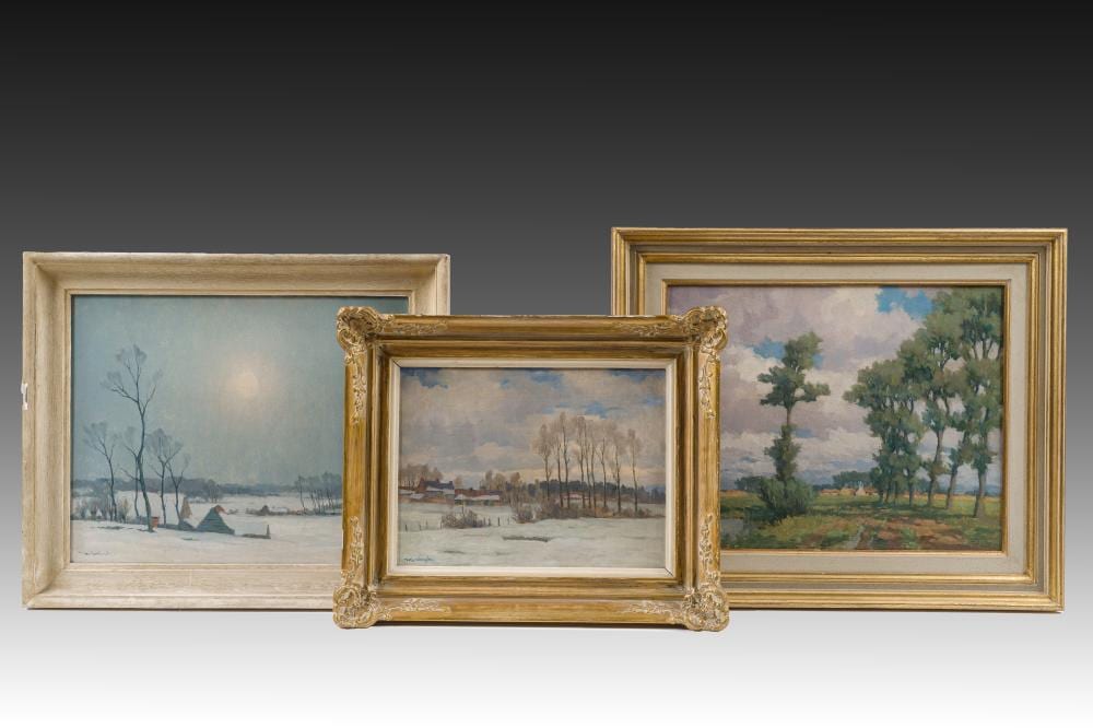 Karel van Lerberghe comparable auction result: karel van lerberghe 1889 1953 three various landscapes oil on board one dated 19 41