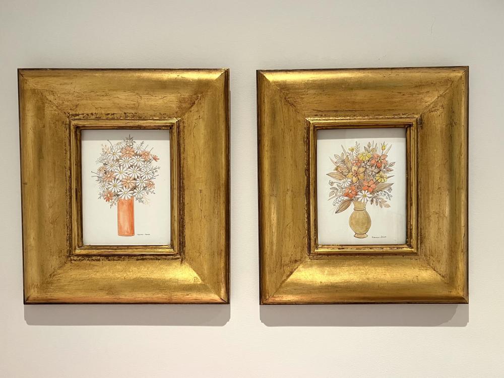 Francesco DeRocchi comparable auction result: frances 1923 jones australian 1923 1999 pair of still life s flowers in a vase watercolours 20cm by 26cm image 47cm by 53cm frame