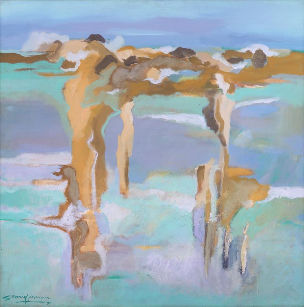 Sanip Lasman comparable auction result: sanip lasman b 1937 mystical landscape 1997