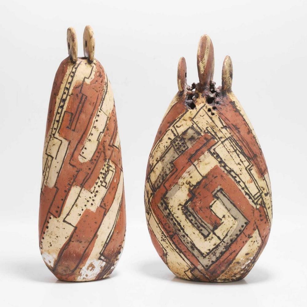 Bernard Rooke comparable auction result: bernard rooke b 1938 two high fired earthenware pots