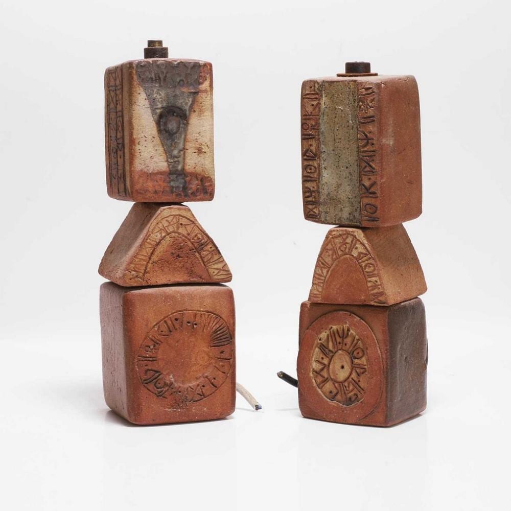 Bernard Rooke comparable auction result: bernard rooke b 1938 two stoneware table lamp bases