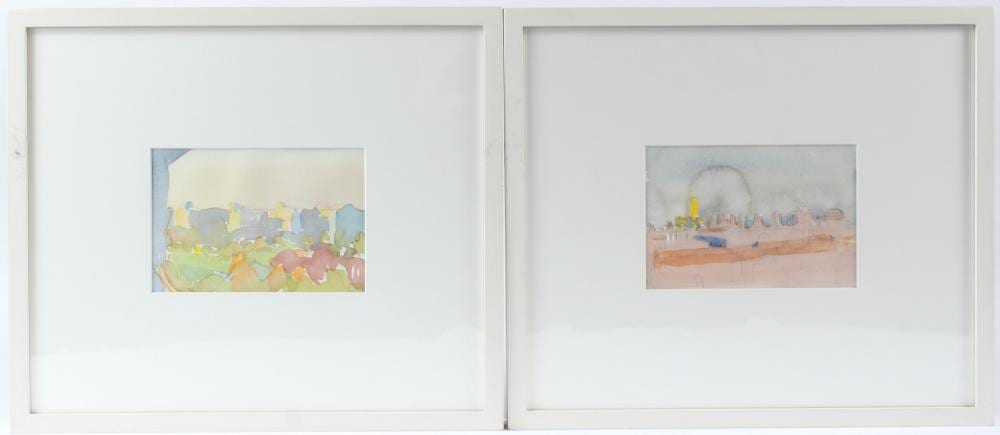 Danny Markey comparable auction result: danny markey 1965 two views of buildings pair of watercolours 12 x 17cm 2