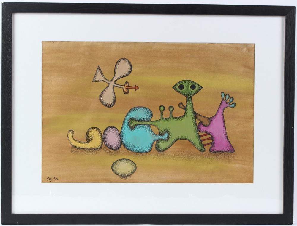 Desmond Morris comparable auction result: desmond morris b 1928 connecting figures mixed media on paper initialled and dated 22 27 5 x 41 5cm