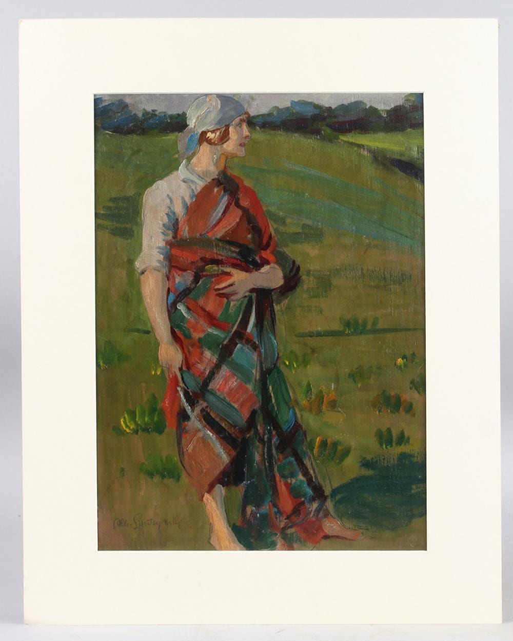 Albert LIPCZINSKI comparable auction result: albert lipczinski 1876 1974 woman with a tartan shawl oil on panel pre 1914 signed 39 x 28cm