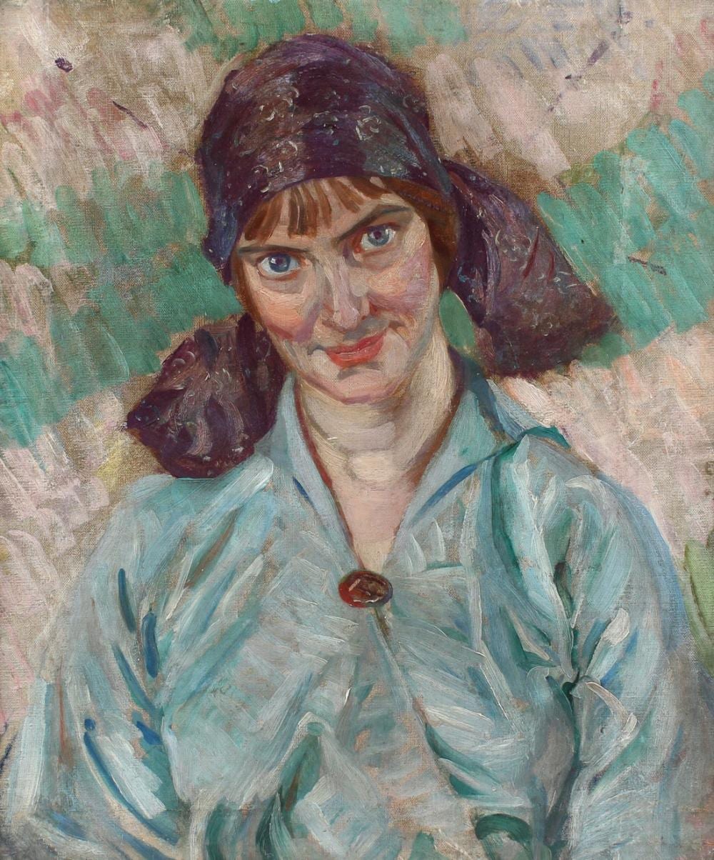 Albert LIPCZINSKI comparable auction result: albert lipczinski 1876 1974 portrait of elizabeth wearing a headscarf oil on canvas c 1911 1914 60 x 50c