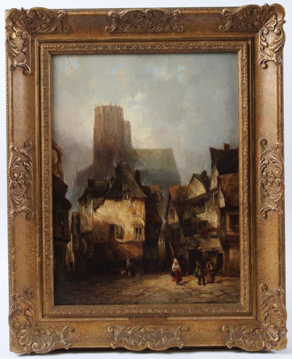 Alfred Montague comparable auction result: alfred montague 1832 c 1883 continental street scene with church oil on canvas signed and dated 1873 39