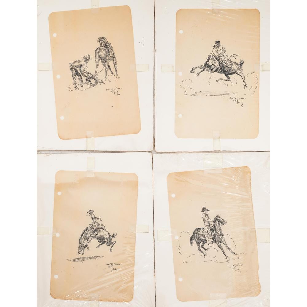 Will James comparable auction result: 4 pc will james 1892 1942 cowboy ink drawings