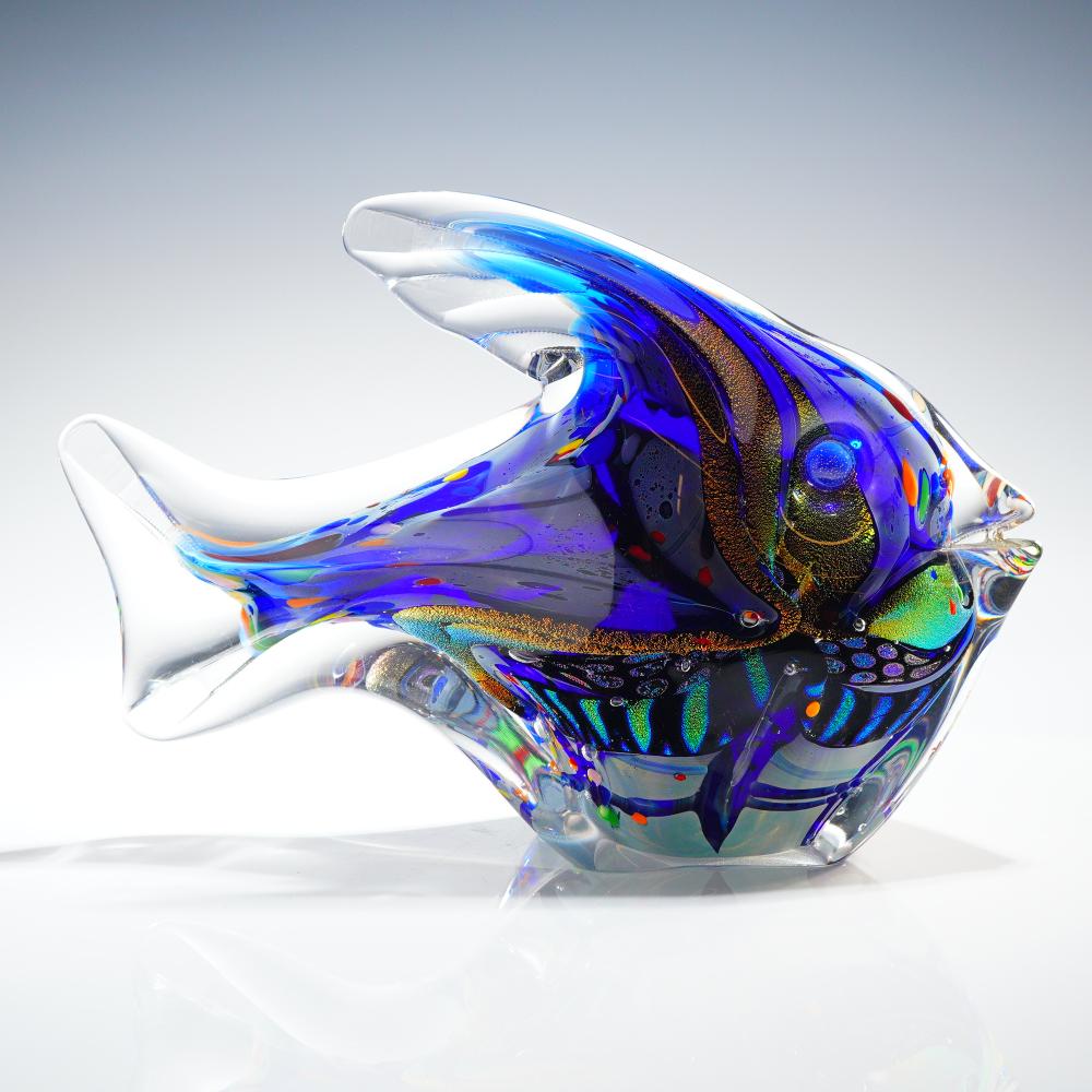 Rollin Karg comparable auction result: rollin karg signed hand blown art glass tropical fish sculpture