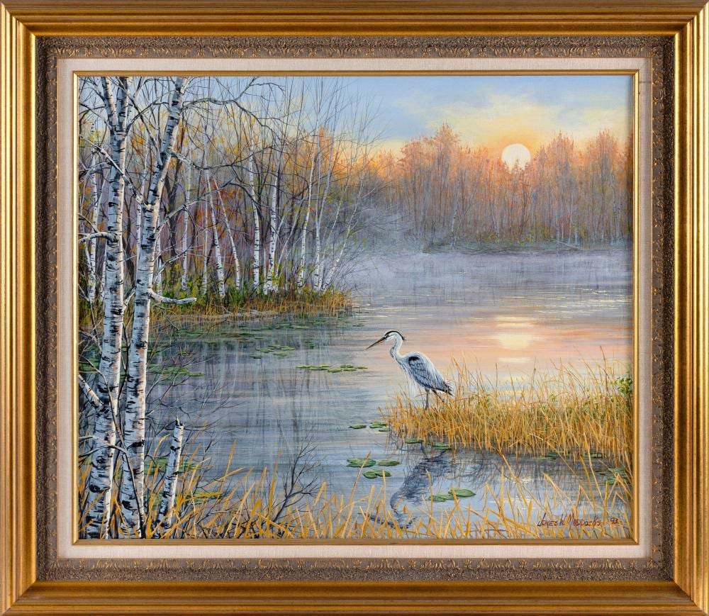 James W. Maddocks comparable auction result: james w maddocks massachusetts contemporary great blue heron in a marsh at dusk oil on canvas 20 x 24 framed 26 x 34 5