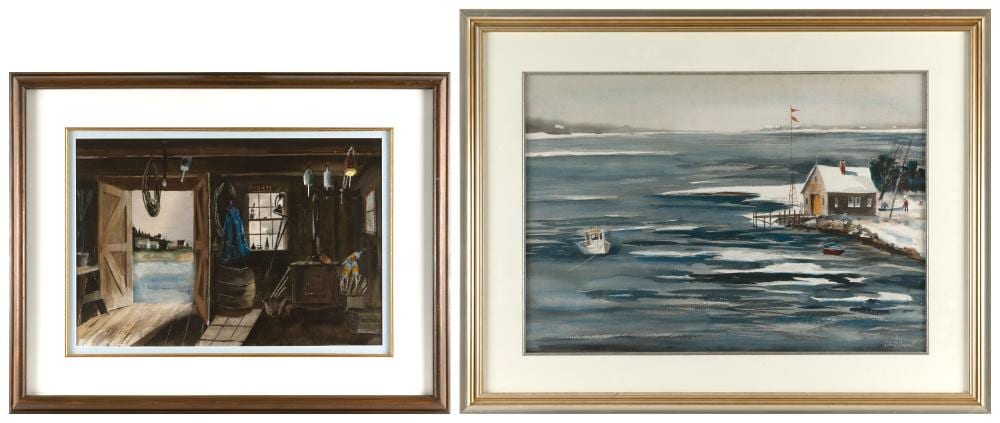 robert driscoll massachusetts 1940 2008 two views of clam shacks watercolors on paper 20 x 28 and 14 5 x 21 5 framed 29 5 x 38 and 24 5 x 31 5 · Eldred's · 2026-02-12 Robert Driscoll comparable auction result: robert driscoll massachusetts 1940 2008 two views of clam shacks watercolors on paper 20 x 28 and 14 5 x 21 5 framed 29 5 x 38 and 24 5 x 31 5