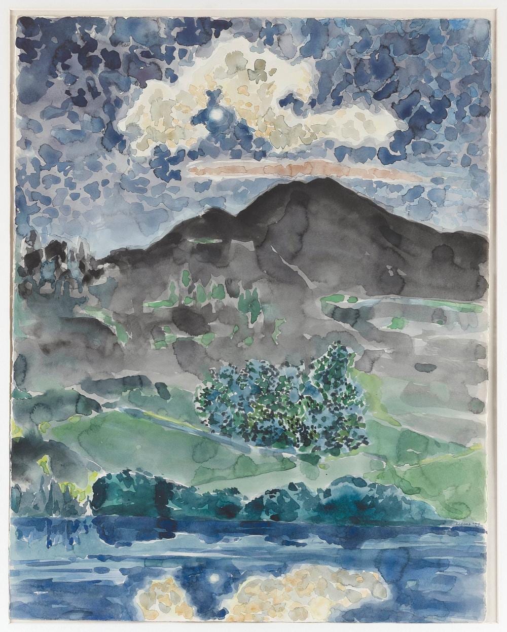 Paul Tatsumi Nagano comparable auction result: paul tatsumi nagano massachusetts hawaii 1938 night at mt aso watercolor on wove paper 30 x 22 25 framed