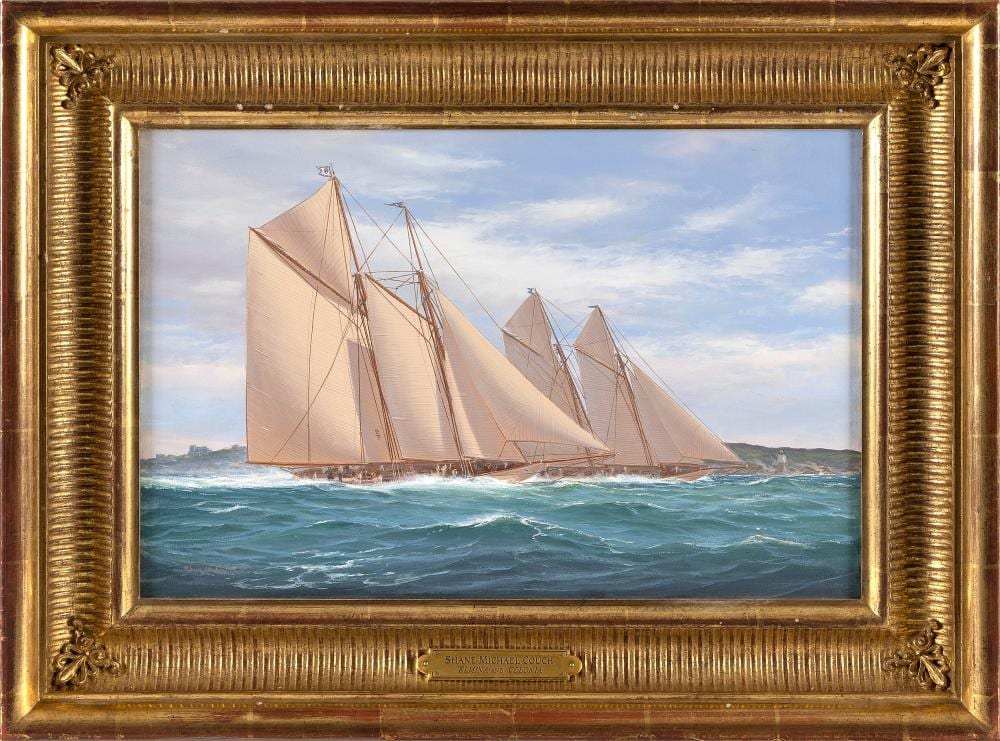 Shane Michael Couch comparable auction result: shane michael couch united kingdom 1963 elmina and colonia oil on canvas 12 x 18 framed 18 x 24