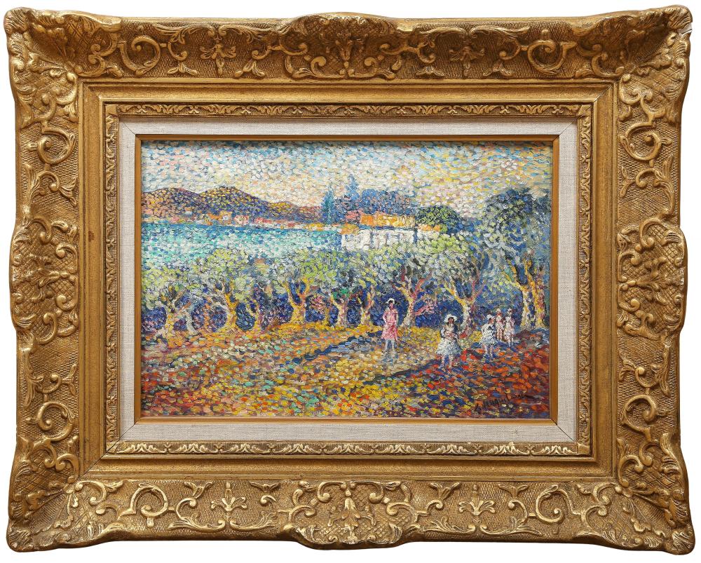 Lucien Neuquelman comparable auction result: lucien neuquelman women in meadow oil painting