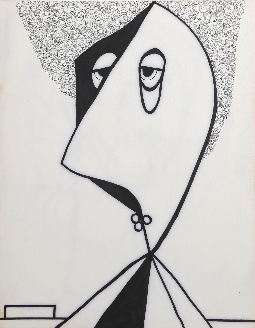 Kurt Vonnegut comparable auction result: kurt vonnegut down face ink and marker drawing