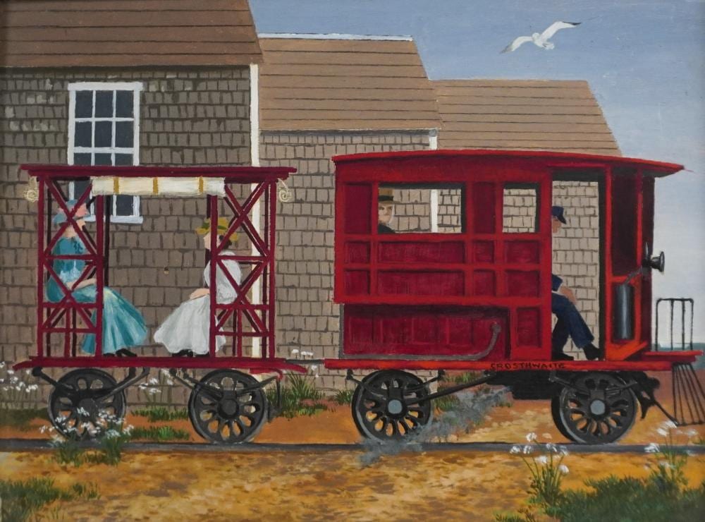 Paul Crosthwaite comparable auction result: paul crosthwaite american 1911 1981 red train oil on canvas board signed c r frame 11 3 4 x 14 3 4 in 29 8 x 37 5 cm