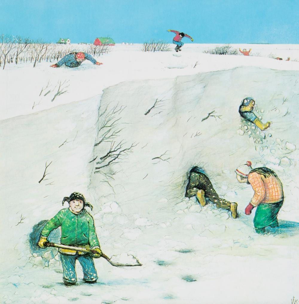 William Kurelek comparable auction result: william kurelek snowdrift fun