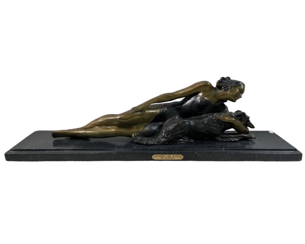 Johannes Dommisse comparable auction result: johannes dommisse reclining girl w dog bronze