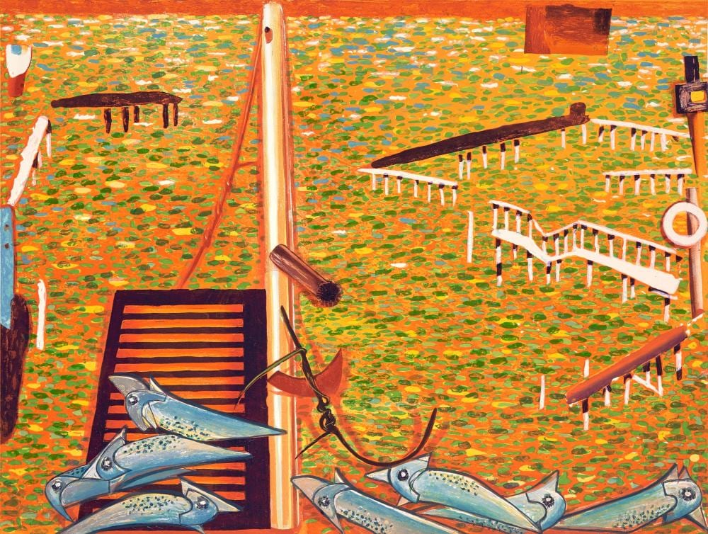 Colin Lanceley comparable auction result: colin lanceley 1938 2015 fisherman s wharf 2001 collagraph edition of 39 50 unframed 66 x 86 cm sheet 105 x 77 cm