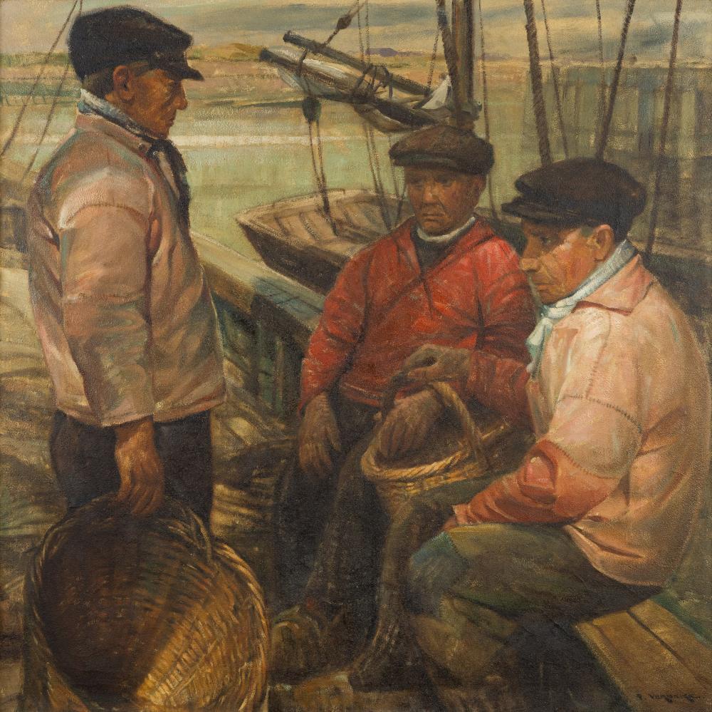 Pierre Verbeke comparable auction result: pierre verbeke 1895 1962 ostend fishermen oil on canvas